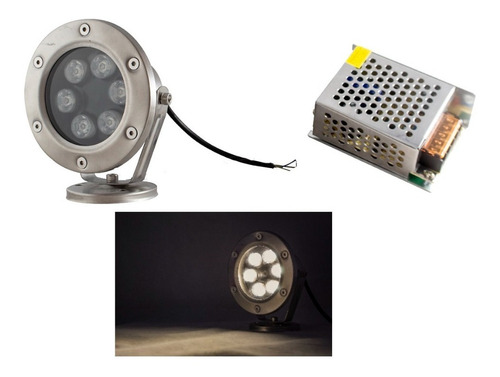 Lampara Led Cálida Sumergible Para Fuente 6w C/ Fuente 24v 