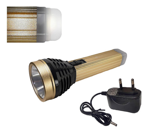 Imagem 1 de 5 de Lanterna Recarregável Dp-9151 Com Sinalizador 1 Led 3 Watts