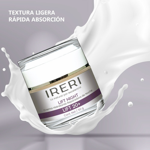 Imagen 7 de 9 de Crema Facial Reafirmante De Noche Efecto Lifting Hidratante Reparadora Antiedad Para Temprana Edad 20+ Cutis Normal A Seco Línea Lift 20+ Ireri ®