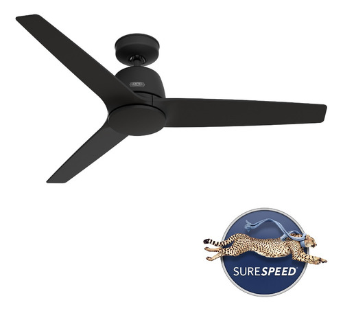 Hunter Ventilador De Techo Para Interior Modelo Malden De 52 Pulgadas Color Negro Mate, Técnología Surespeed