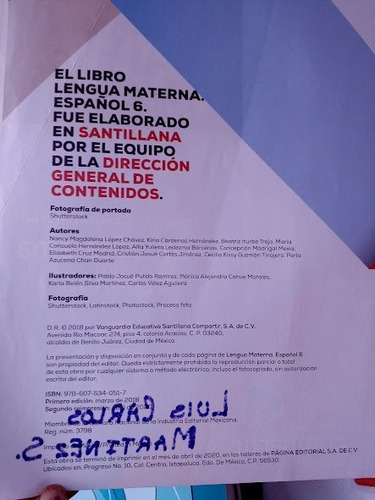 Lengua Materna Español 6 Nancy Lopez Chavez (Usado)