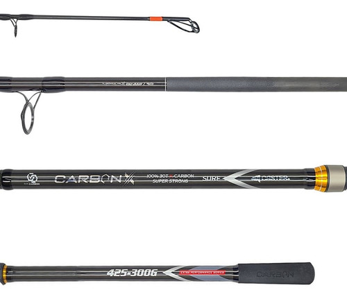 Caña Caster Carbon X 4.25m 3 Tramos Carbono Lance 150-300g