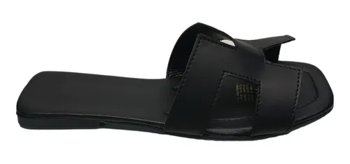 Sandalias negras de piso new arrivals