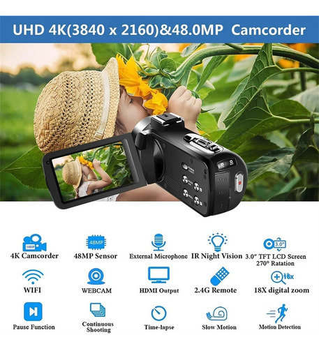 Cámara De Video Vlog 4k Completa For Transmisión En Vivo