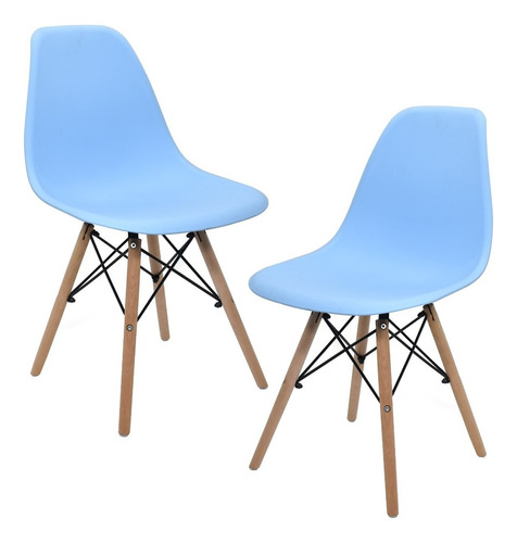 Set De 2 Sillas Eames Modernas Minimalistas Comedor Colores Estructura De La Silla Azul