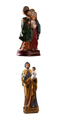 2 Piezas Jesús María San José Estatua De Resina Figura