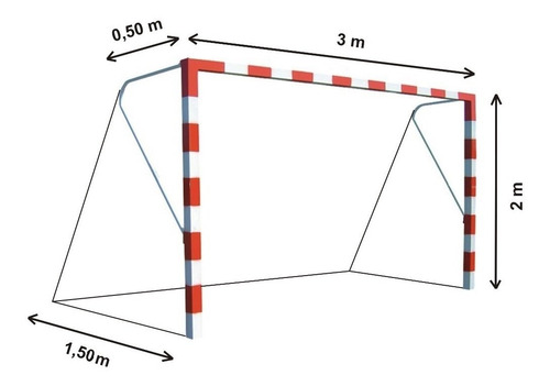 Imagen 3 de 10 de 2 Red Arco Papi Futbol Salon Futsal 3x2.m Trapezoidal 3,8.mm