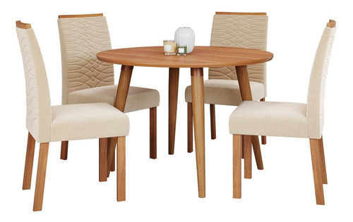 Sala De Jantar Dani Sem Vidro 109 Com 4 Cadeiras Clarice Wt