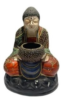 Antiguo Buda Satsuma Oriental Original Sello Pint A Mano