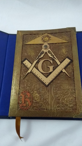 Imagem 4 de 7 de Grimório Maçom Artesanal Reciclato Capa Externa Corano Azul
