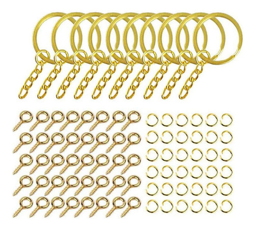 220 Piezas De Llaveros Con Anillos De Salto De Cadena, Oro