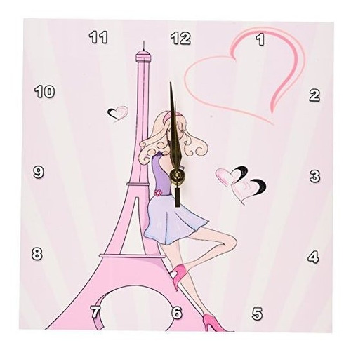 3drose Dpp 106888 1 Chica Torre Eiffel Y El Reloj De Pared D