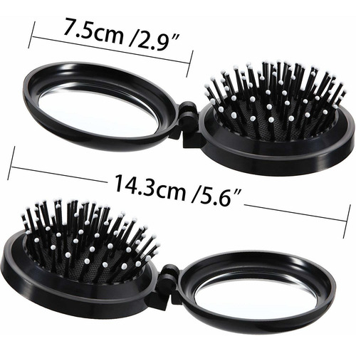2 Piezas Plegable De Viaje Espejo Cepillo Cabello Cepillos P
