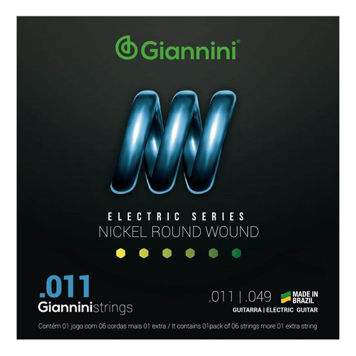 Giannini (brasil), Encordado Guit. Eléctrica 6 Cuerdas .011