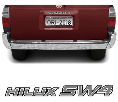 Adesivo Traseiro Hilux Sw4 2002 Emblema Prata Resinado