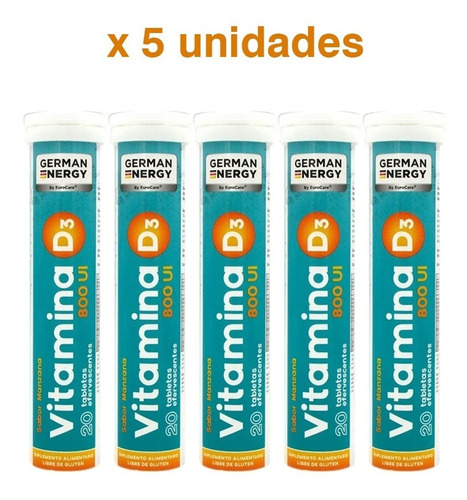 Vitamina D3 800 Ui Efervescente German Energy Pack X5