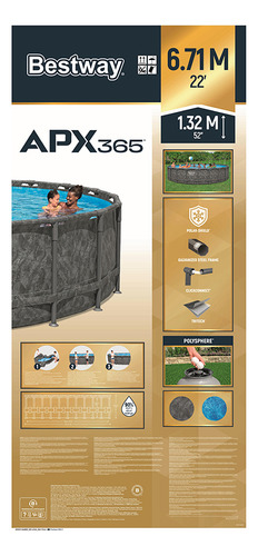 Alberca Estructural Bestway Apx 365 Redonda 6.71 X 1.32 Color Gris