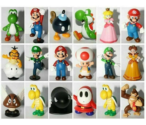 18 Mario Bros - Mini Figura De Juguete Yoshi Luigi Sapo Donk