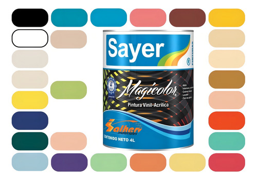 Pintura Vinilica Acrilica Lavable Sayer Magicolor 4 Lt Color Naranja Fuego Vg-0600