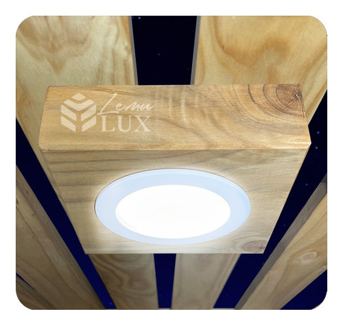 Lampara Techo Madera Rustica Led Incorporado 7w Cobertizo 