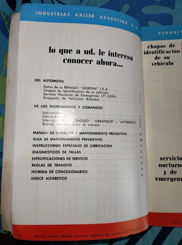 Renault Gordini - Manual Del Usuario. Excelente Estado (Usado)