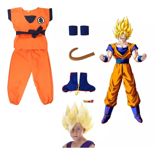Disfraz Goku Dragon Ball Con Peluca Niños
