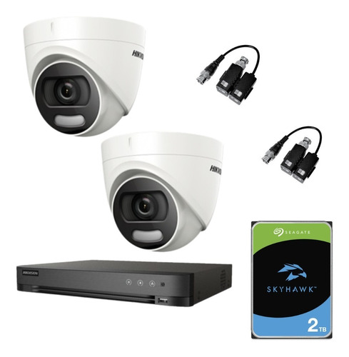 Kit Seguridad Hikvision Dvr 8ch + 2 Camaras 2mpx + Disco2tb