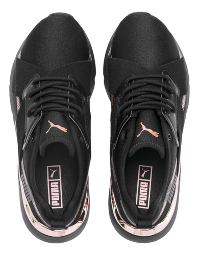 Tenis Puma Muse X-2 Metallic Wn Mujer Negro Y Rosa Metálico