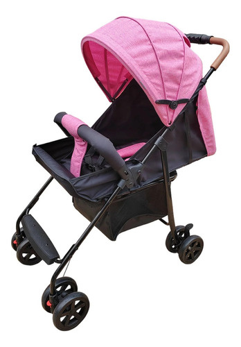 Carriola Para Bebé Prinsel Mónaco Plegable A Una Mano Color Rosa Chasis Negro