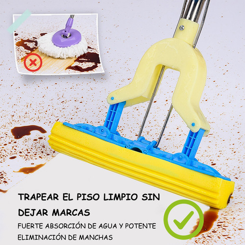 Fregona Esponja Absorbente Con Mango Telescópico, Fácil Uso Rosa