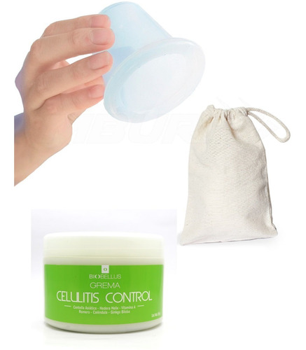 Ventosa Xl Silicona + Tratamiento Crema Control Celulitis 