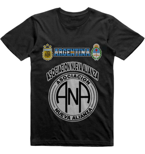 Remera Algodon Negra Asociación Nueva Alianza La Plata