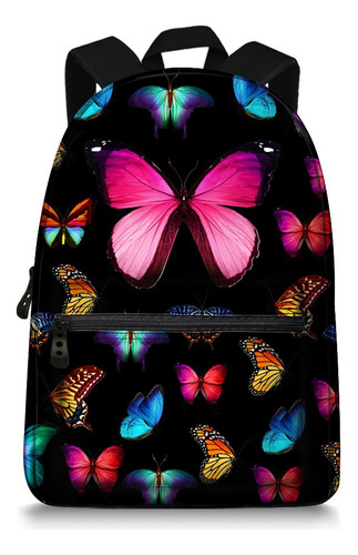 Mochila Escolar Butterfly, Mariposa 3, 15.5inch, Porttil