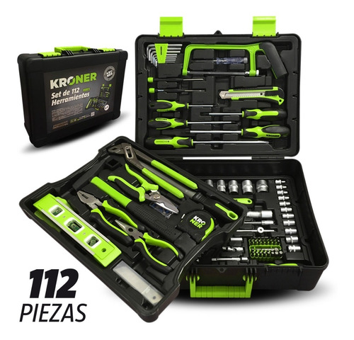 Set Herramientas Maletín Kroner 112 Pzas Cr. Vanadio Premium