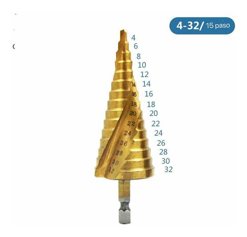 Imagen 2 de 4 de Set 3 Brocas Escalonadas 4-12/20/32mm