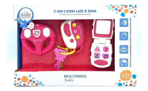 Brinquedo 3 Em 1 Multikids Baby Interativo Br1245 - Rosa