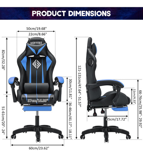 Silla De Juegos Con Altavoces Bluetooth Y Luces Led Rgb Azul/negro Material Del Tapizado