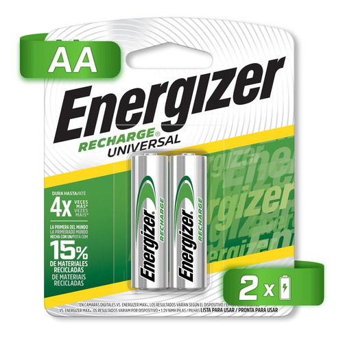 Pilas Recargables Energizer Aa 2000 Mah Blister 2 Unidades