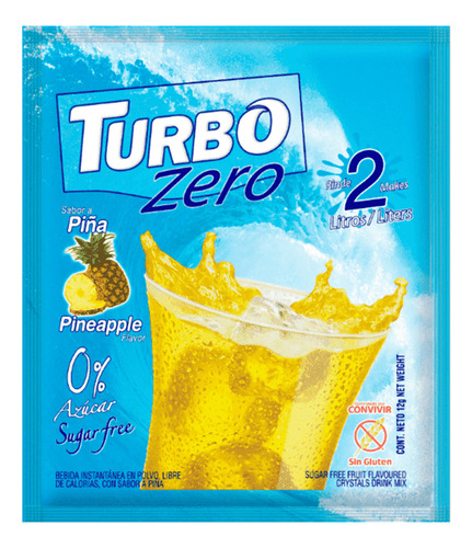 Turbo Zero Jugo De Piña Sin Gluten Caja 10 Sobres