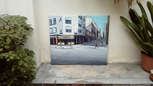 Cuadros Ciudad 80x90 Urbano Buenos Aires Pintado A Mano 52