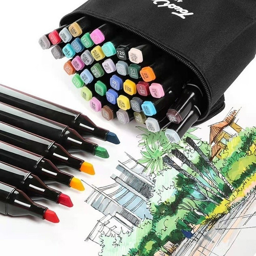 Conjunto Canetas Marcador Canetinha Ponta Dupla 36 Cores Kit