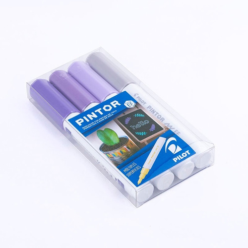Set Pintor Extra Fino 4 Un Plata Y Tonos Violetas