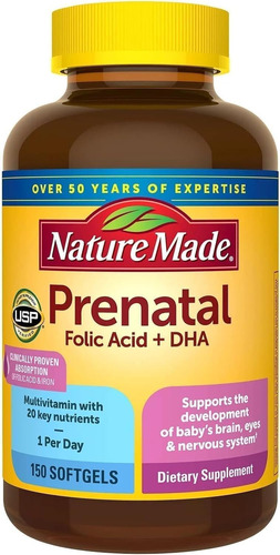 Cápsulas Blandas Nature Made Prenatal + Dha, 200 Mg 150 Unid
