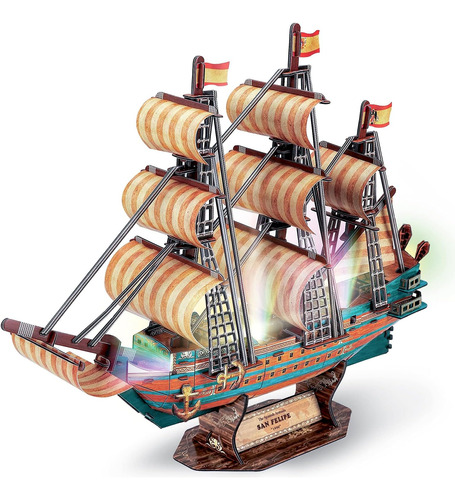 Kit De Maqueta De Barco Fanbusa Con Rompecabezas Led 3d, Mod