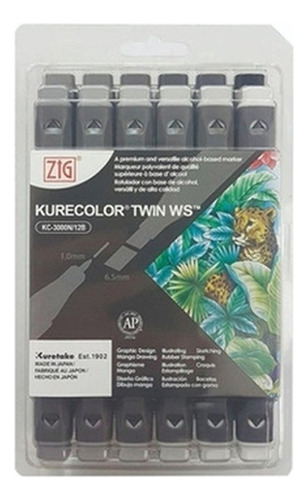 Marcador Kurecolor Doble Punta Recargable Set Cool Grays X12