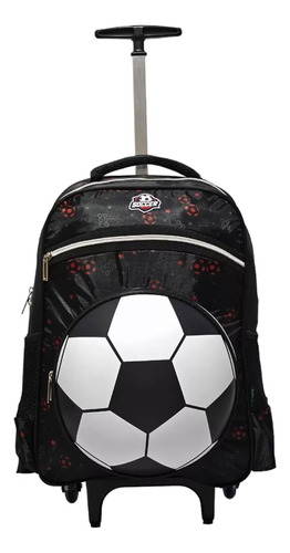 Mochila De Rodinhas Escolar Bola De Futebol Meninos 