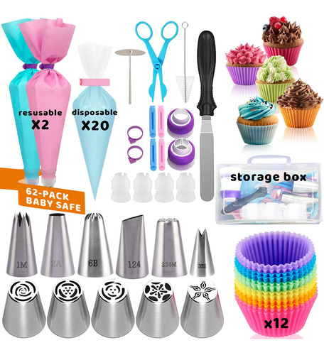 62 Pieza Dcoracion Cupcake Para Hornear Pastel Bolsa