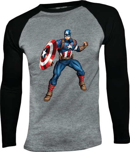 Camiseta Capitan America Manga Larga Camibuso Raglan