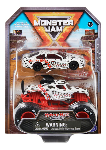 Monster Jam Monster Mutt Dalmatian Truck And Race Car (exclu