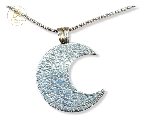 Dije Plata Y Oro Luna Con Mandala